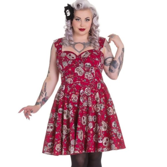 Hell Bunny Dresses & Skirts - 🆕 Hell Bunny "Calavera" Red Sugar Skull Dress